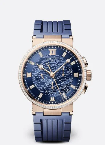 Marine Chronograph 5529 Rose Gold - Diamond / Blue / Rubber