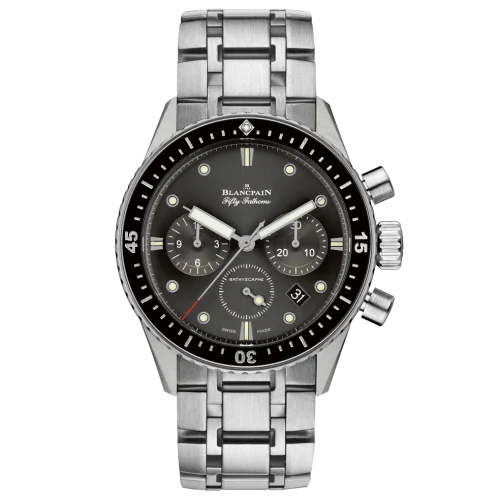 Fifty Fathoms Bathyscaphe Flyback Chronograph Stainless Steel / Grey / Bracelet