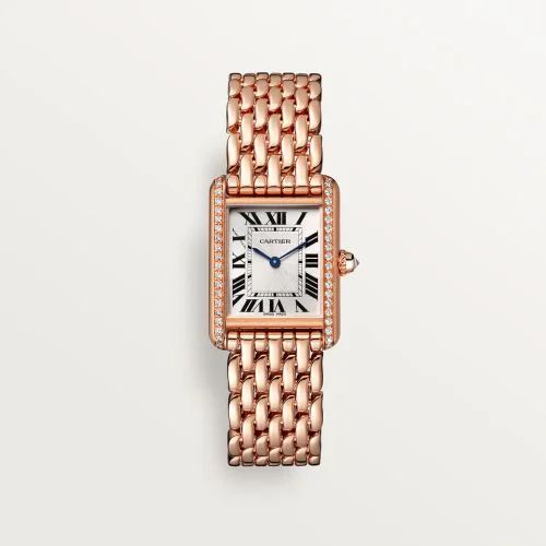 Tank Louis Cartier Small Manual Rose Gold - Diamond / Silver / Bracelet