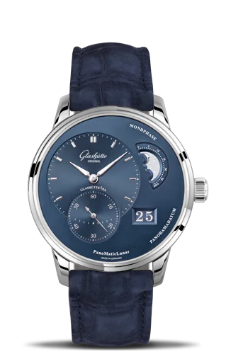 PanoMatic Lunar Stainless Steel / Blue / Alligator