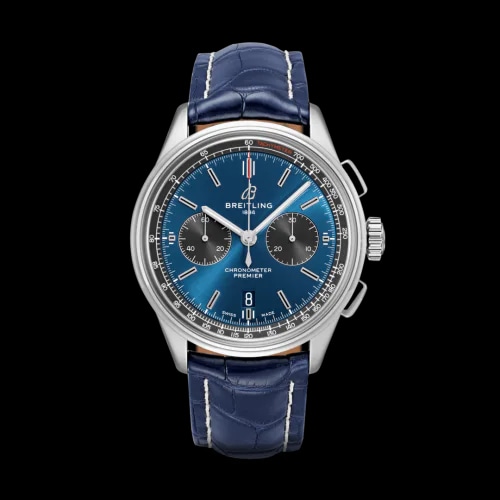 Premier B01 Chronograph 42 Stainless Steel / Blue / Croco / Pin