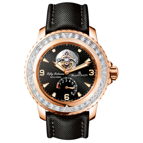 Fifty Fathoms Tourbillon 8 Jours Red Gold / Diamonds / Black Canvas
