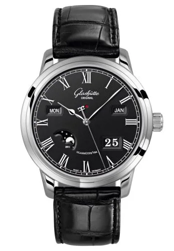 Senator Perpetual Calendar Stainless Steel / Black / Alligator / Pin