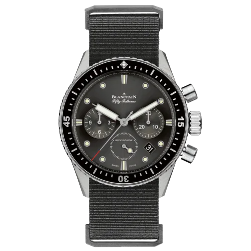 Fifty Fathoms Bathyscaphe Flyback Chronograph Stainless Steel / Grey / Black Nato