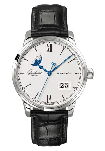 Senator Excellence Panorama Date Moonphase Stainless Steel / Silver / Alligator / Folding