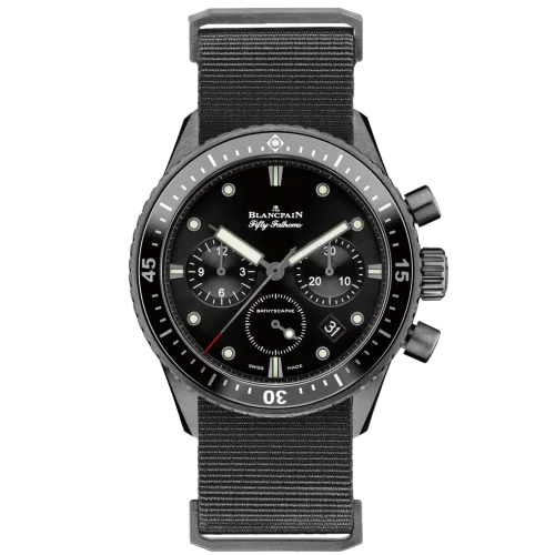 Fifty Fathoms Bathyscaphe Flyback Chronograph Black Ceramic / Black / Black Nato