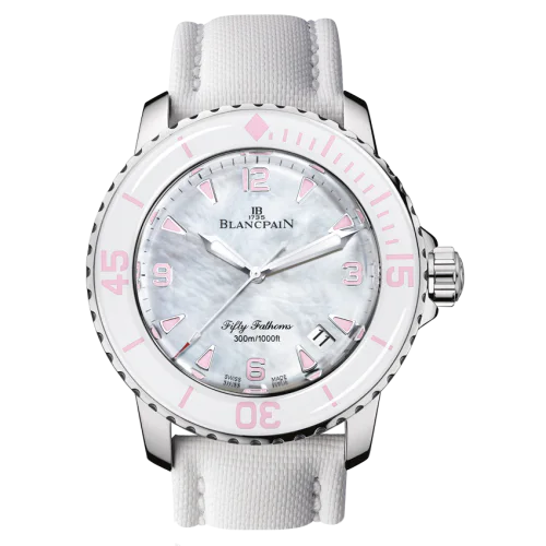 Fifty Fathoms Automatique Stainless Steel / Mother of Pearl / White Canvas