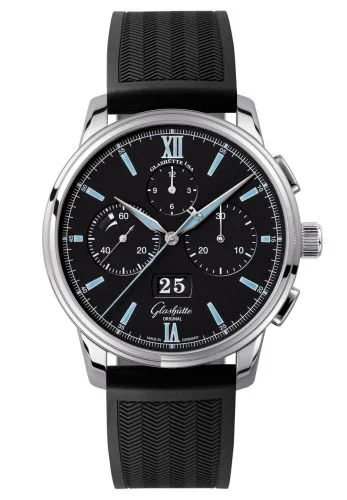 Senator Chronograph Panorama Date Stainless Steel / Black / Rubber / Folding
