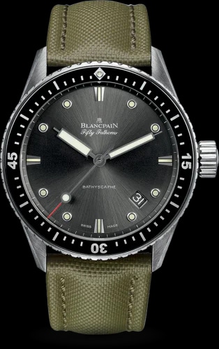 Fifty Fathoms Bathyscaphe Stainless Steel / Grey / Sand Canvas