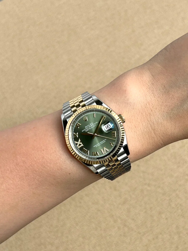 36mm Green Dial with Gem Set IX and VI Hour Marks Jubilee Bracelet, image 10 36mm Green Dial with Gem Set IX and VI Hour Marks Jubilee Bracelet, image 10