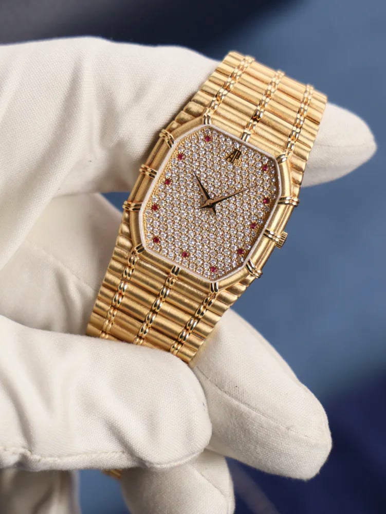 Audemars Piguet Bamboo Diamond Dial with Rubies Integrated Bracelet 17.9 cm, image 1 Audemars Piguet Bamboo Diamond Dial with Rubies Integrated Bracelet 17.9 cm, image 1