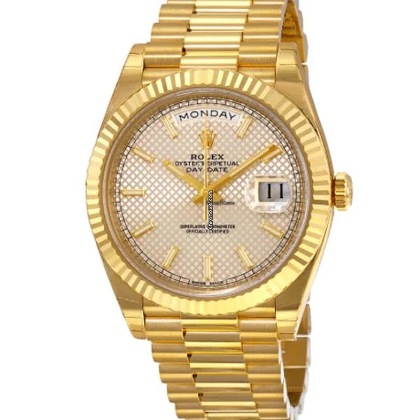 Rolex Day-Date 40 Silver Diagonal Motif Index Dial, image 1 Rolex Day-Date 40 Silver Diagonal Motif Index Dial, image 1