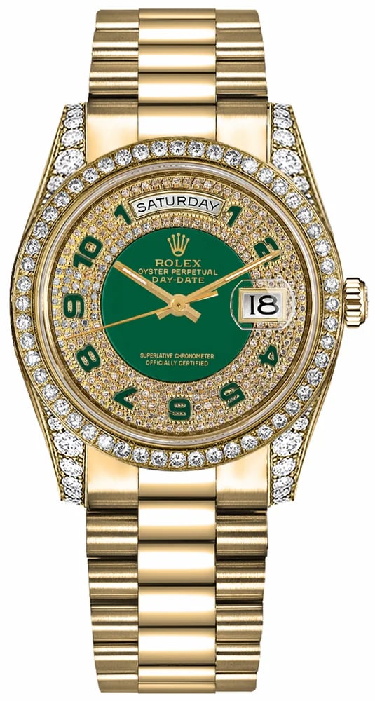 Rolex Day-Date 36 Green Dial Diamonds, image 1 Rolex Day-Date 36 Green Dial Diamonds, image 1