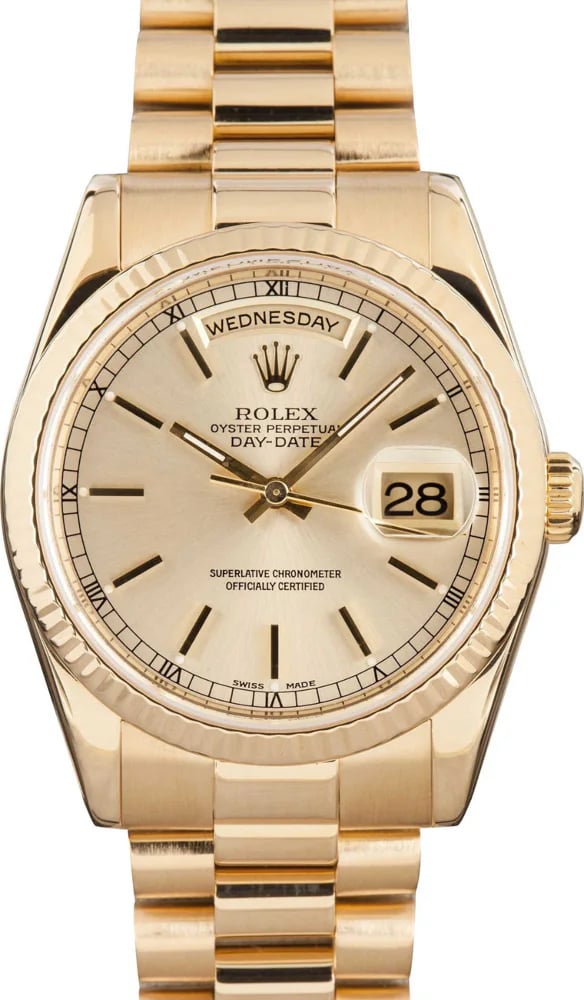 Rolex Day-Date 36 Champagne Index Dial President Bracelet, image 1 Rolex Day-Date 36 Champagne Index Dial President Bracelet, image 1