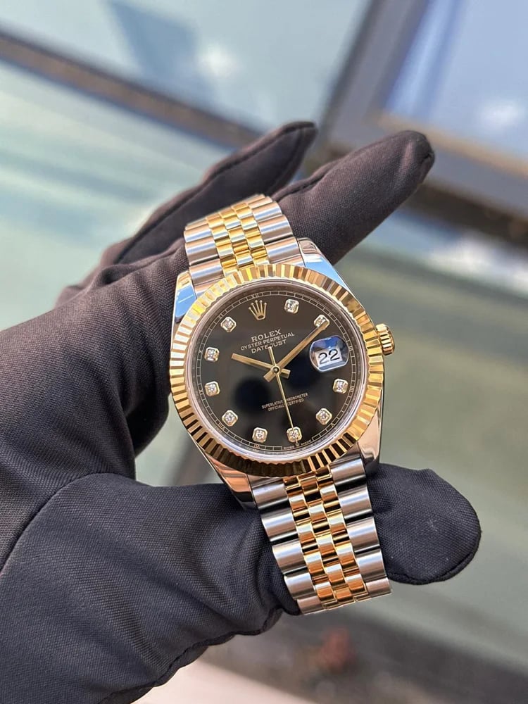 Rolex Datejust 41 Black Dial Diamonds Jubilee Bracelet Full set 2025, image 1 Rolex Datejust 41 Black Dial Diamonds Jubilee Bracelet Full set 2025, image 1
