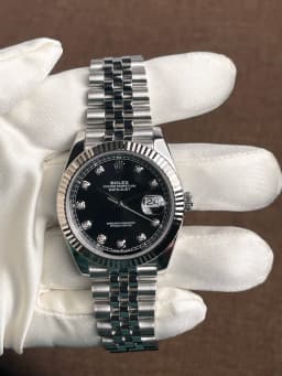 Rolex Datejust 41 41 Black dial with diamonds Jubilee bracelet full set 2024, image 1 Rolex Datejust 41 41 Black dial with diamonds Jubilee bracelet full set 2024, image 1