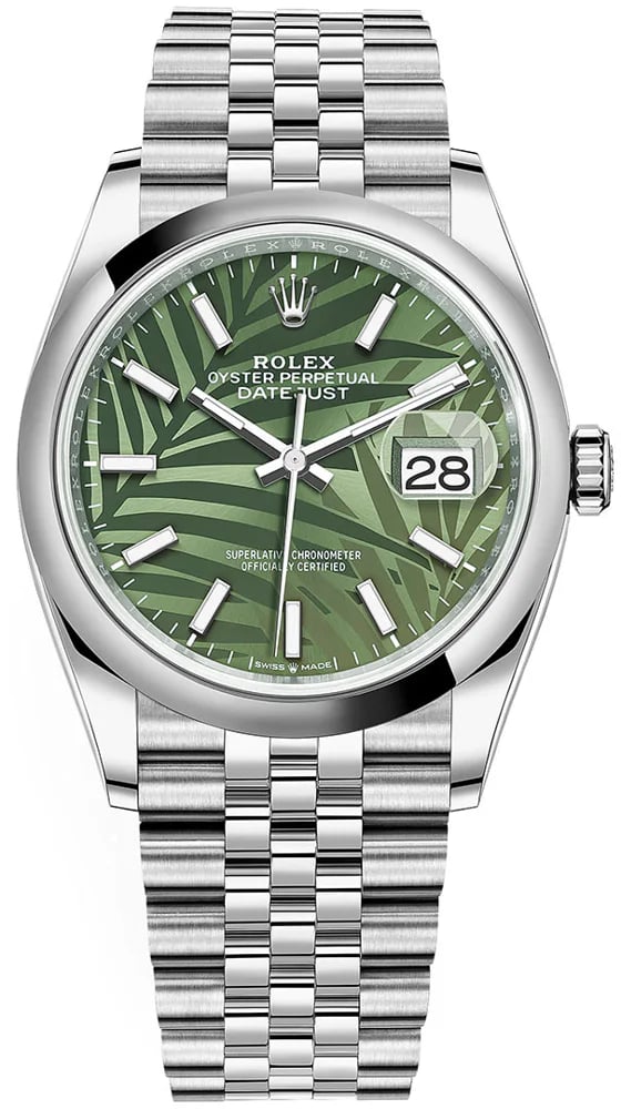 Rolex Datejust 36 Green Palm Motif Index Dial Jubilee, image 1 Rolex Datejust 36 Green Palm Motif Index Dial Jubilee, image 1