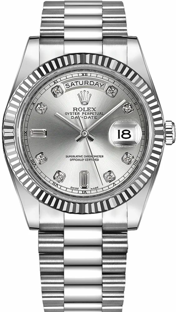 Rolex Day-Date II Silver Dial Diamonds, image 1 Rolex Day-Date II Silver Dial Diamonds, image 1