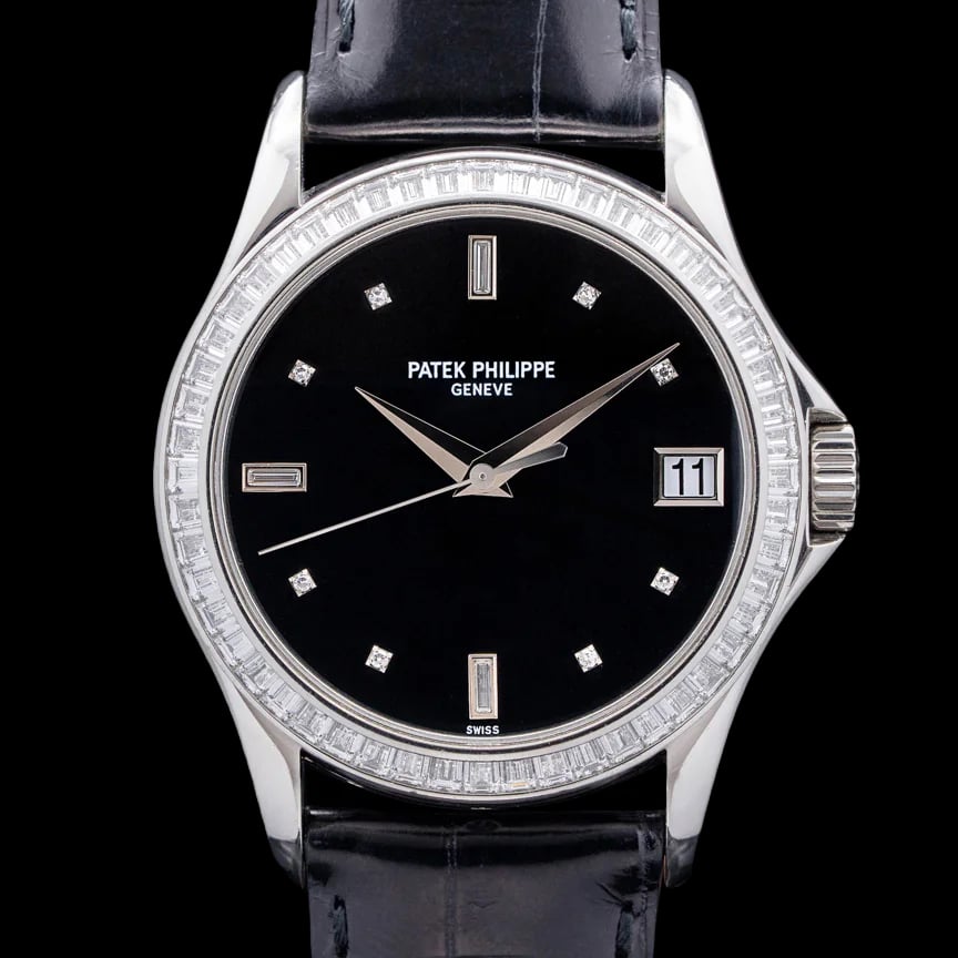Patek Philippe Calatrava Black Dial With Index and Diamond Hour Markers, image 1 Patek Philippe Calatrava Black Dial With Index and Diamond Hour Markers, image 1