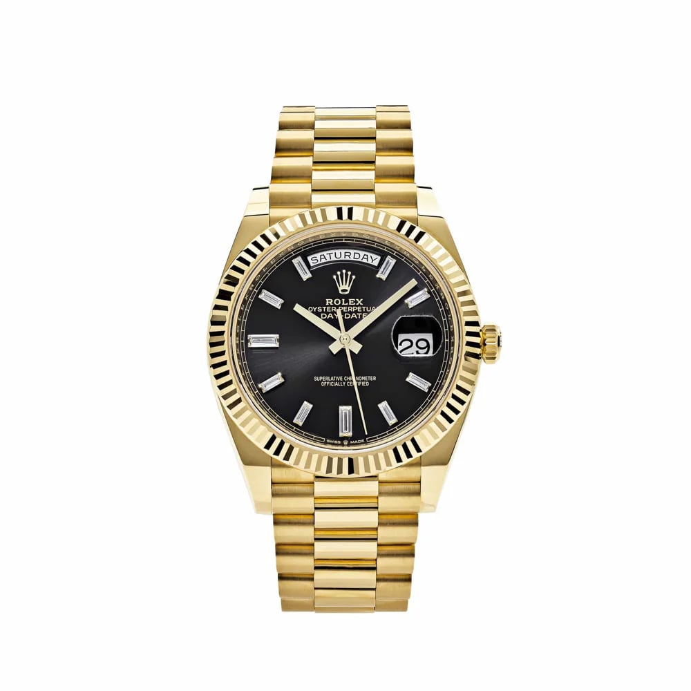 Rolex Day-Date 40 228238 Black Dial with Baguette Diamond Index, image 1 Rolex Day-Date 40 228238 Black Dial with Baguette Diamond Index, image 1