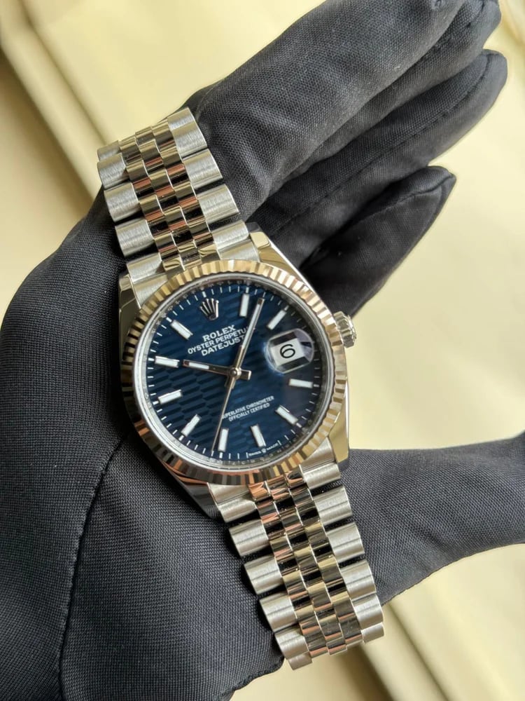 Rolex Datejust Blue Motif Index Dial, image 1 Rolex Datejust Blue Motif Index Dial, image 1