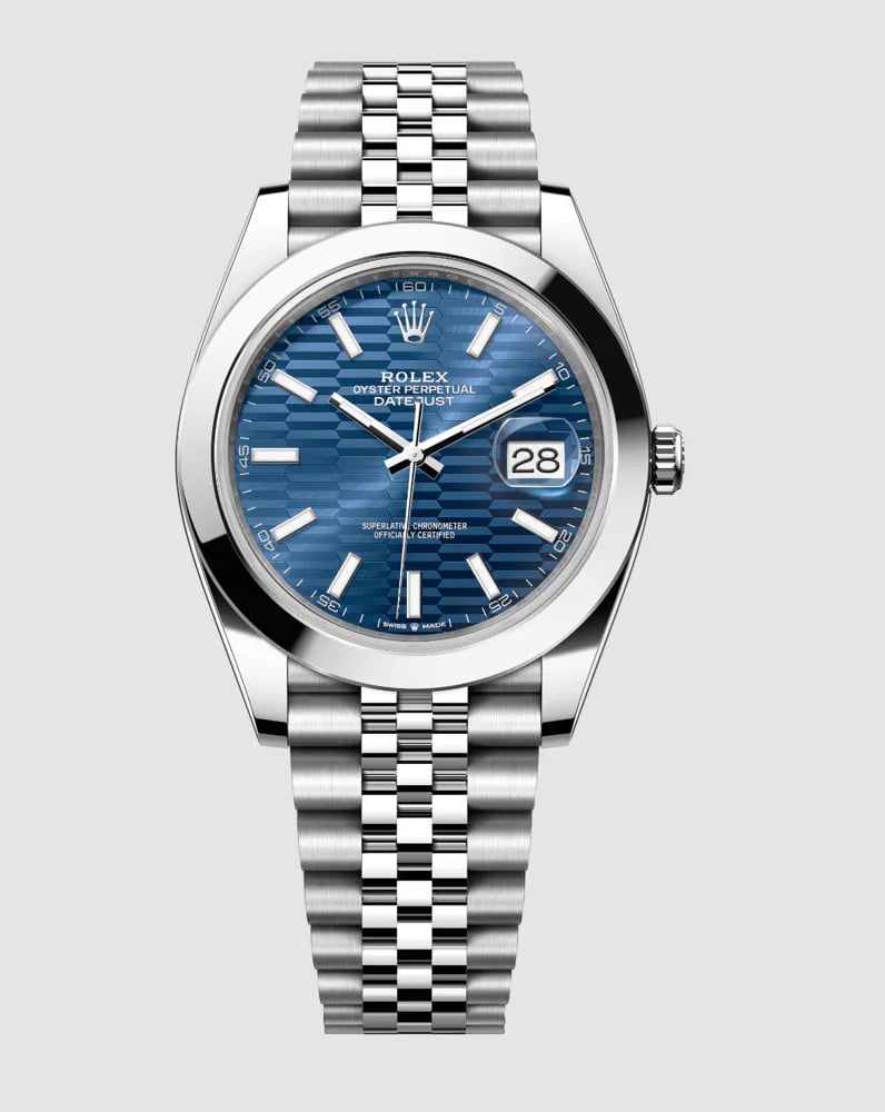 Rolex Datejust 41 Blue Motif Index Dial Jubilee Bracelet, image 1 Rolex Datejust 41 Blue Motif Index Dial Jubilee Bracelet, image 1
