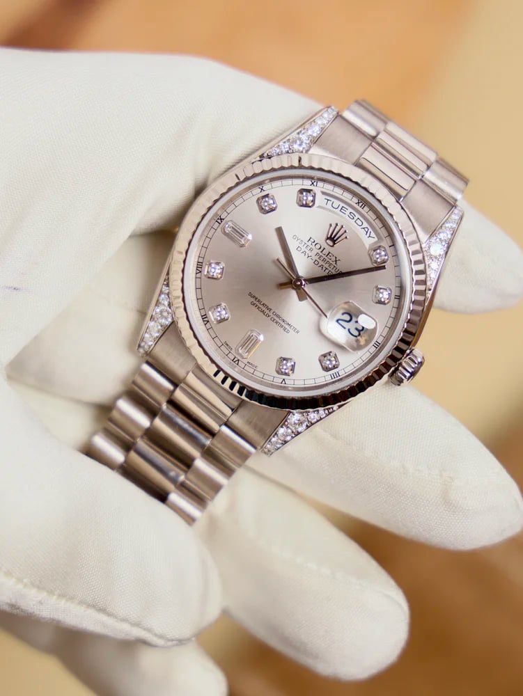 Rolex Day-Date 36 Grey Sunburst Diamond Dial, image 1 Rolex Day-Date 36 Grey Sunburst Diamond Dial, image 1