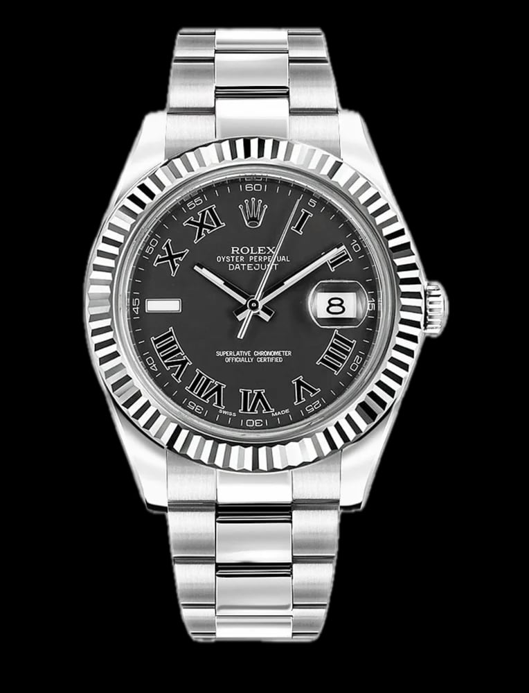 Rolex Datejust II 41 Black Roman Dial Oyster Bracelet Box and Papers 2011, image 1 Rolex Datejust II 41 Black Roman Dial Oyster Bracelet Box and Papers 2011, image 1