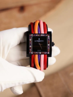 Allegra S12 Black PVD Steel with White/Orange/Pink Sapphires, image 5 Allegra S12 Black PVD Steel with White/Orange/Pink Sapphires, image 5