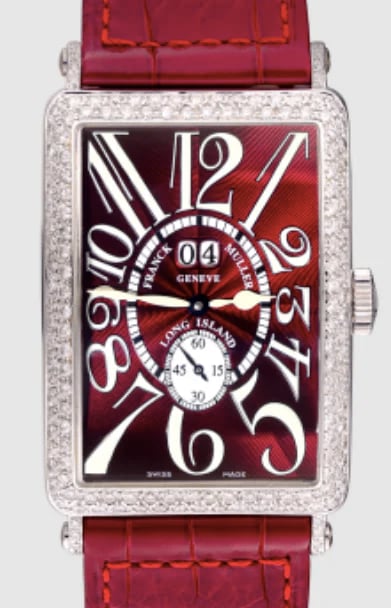 Franck Muller Long Island White gold Red Dial Diamond Bezel, image 1 Franck Muller Long Island White gold Red Dial Diamond Bezel, image 1