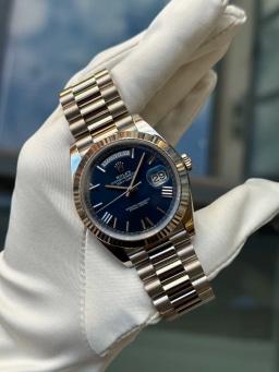 White Gold Blue Dial Roman Numerals, image 1 White Gold Blue Dial Roman Numerals, image 1