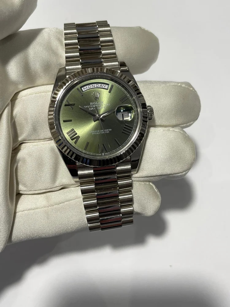 White Gold Green Dial Roman Numerals Box and Papers 2025, image 1 White Gold Green Dial Roman Numerals Box and Papers 2025, image 1