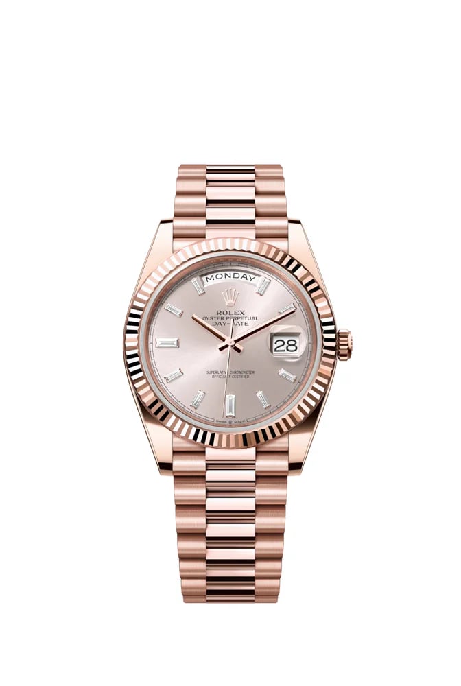 Rolex Day-Date 40 Sundust Dial Baguette Diamond Indexes, image 1 Rolex Day-Date 40 Sundust Dial Baguette Diamond Indexes, image 1