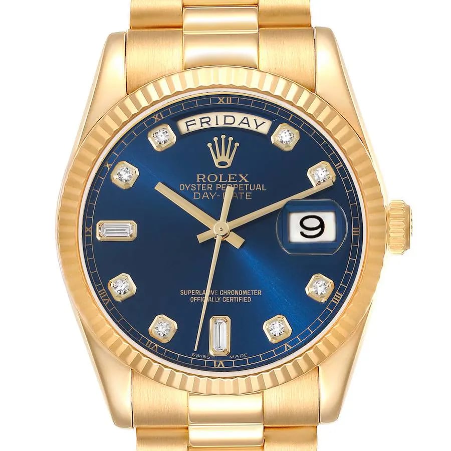 Rolex Day-Date 36 Blue Diamond Dial President Bracelet, image 1 Rolex Day-Date 36 Blue Diamond Dial President Bracelet, image 1