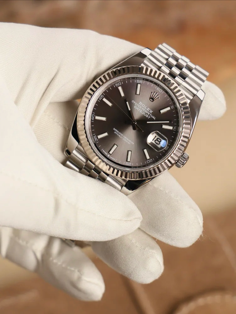 Rhodium DIal Index Numerals Jubilee Bracelet Box + Papers, image 1 Rhodium DIal Index Numerals Jubilee Bracelet Box + Papers, image 1