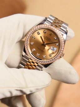 Champagne Motif Diamond Dial Diamond Bezel Jubilee Bracelet, image 1 Champagne Motif Diamond Dial Diamond Bezel Jubilee Bracelet, image 1