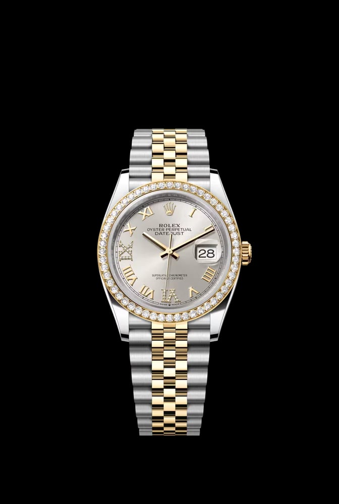 Rolex Datejust 36 Silver Dial Roman Numerals Diamond Bezel Jubilee Bracelet, image 1 Rolex Datejust 36 Silver Dial Roman Numerals Diamond Bezel Jubilee Bracelet, image 1