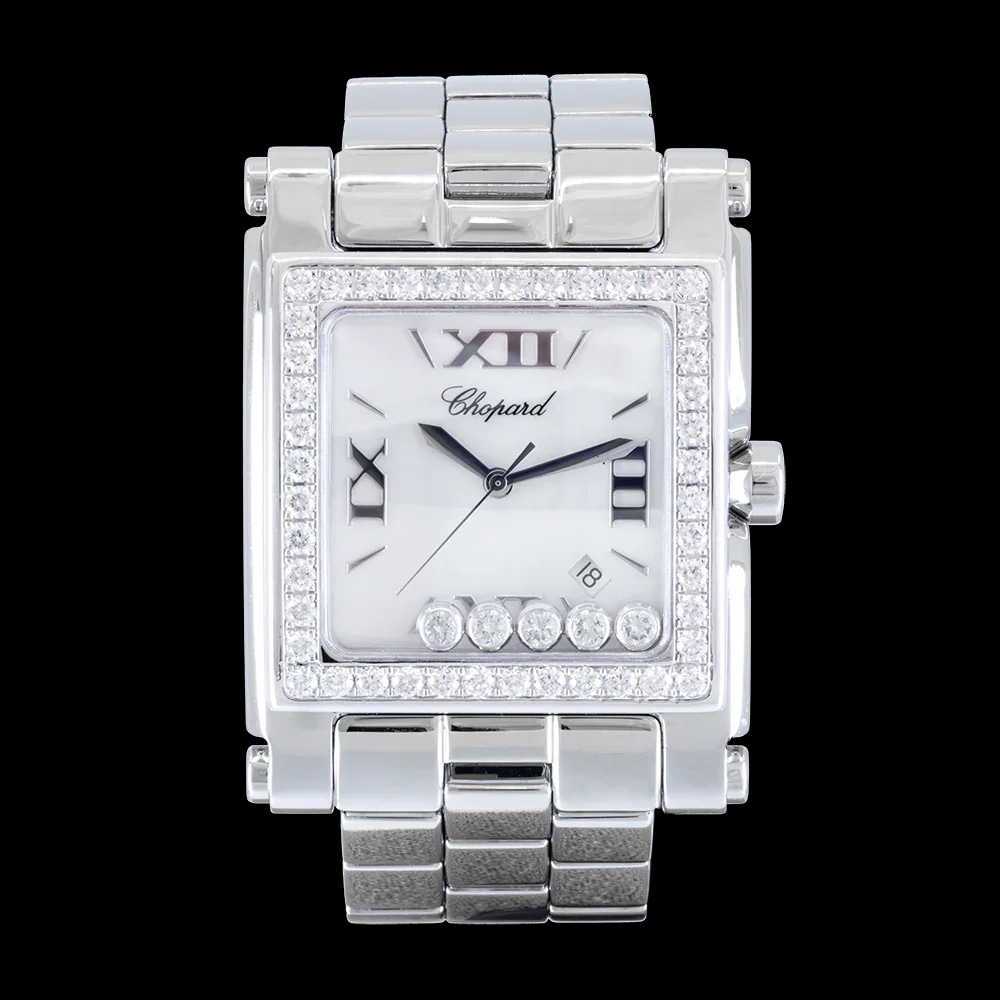 Chopard Happy Sport Square Xl Stainless Mop Diamond Watch, image 1 Chopard Happy Sport Square Xl Stainless Mop Diamond Watch, image 1