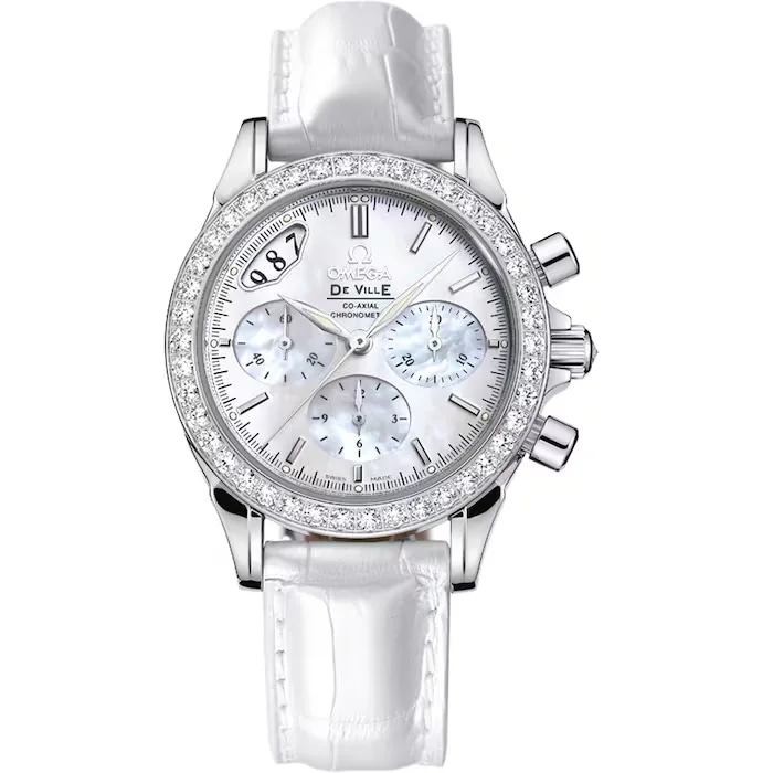 Omega De Ville Co-Axial Ladies Chronograph MoP & Diamonds, image 1 Omega De Ville Co-Axial Ladies Chronograph MoP & Diamonds, image 1
